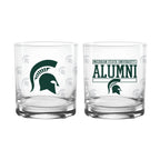 Set of 2 Michigan State Spartans 14oz Alumni Rocks Glasses