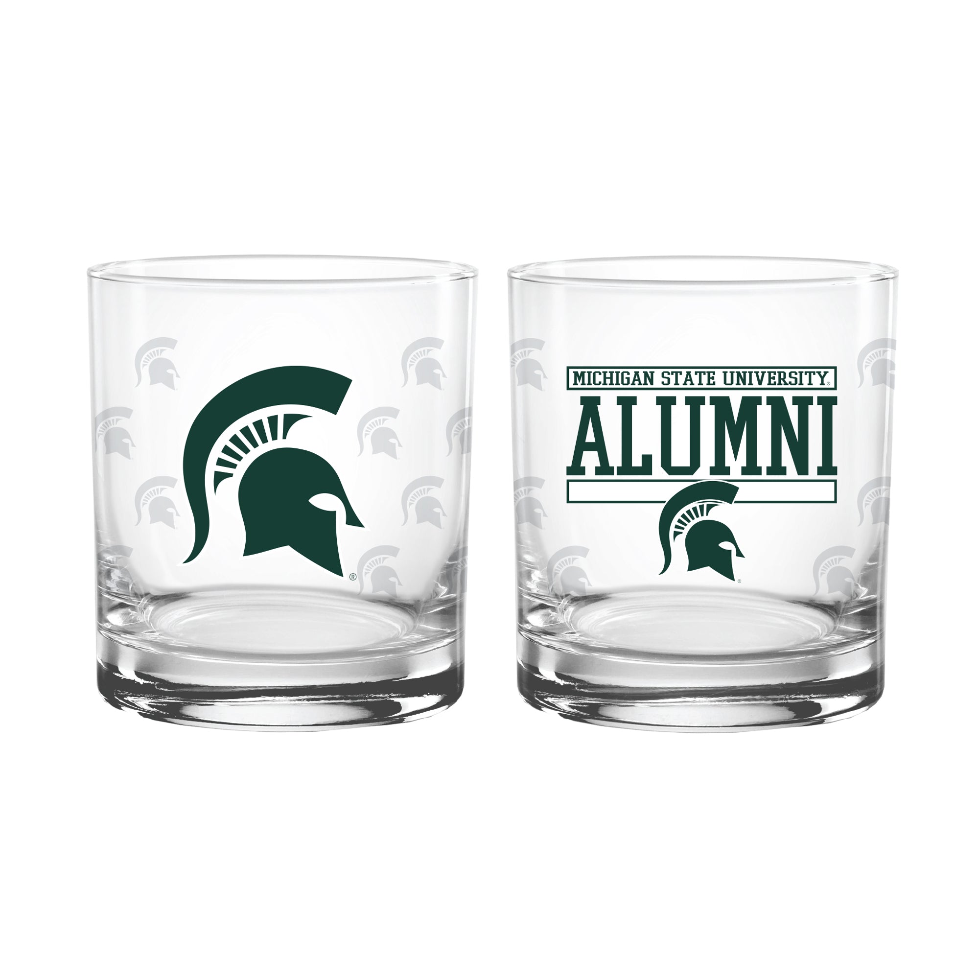 Set of 2 Michigan State Spartans 14oz Alumni Rocks Glasses