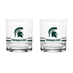 Set of 2 Michigan State Spartans 14oz Ring Rocks Glasses