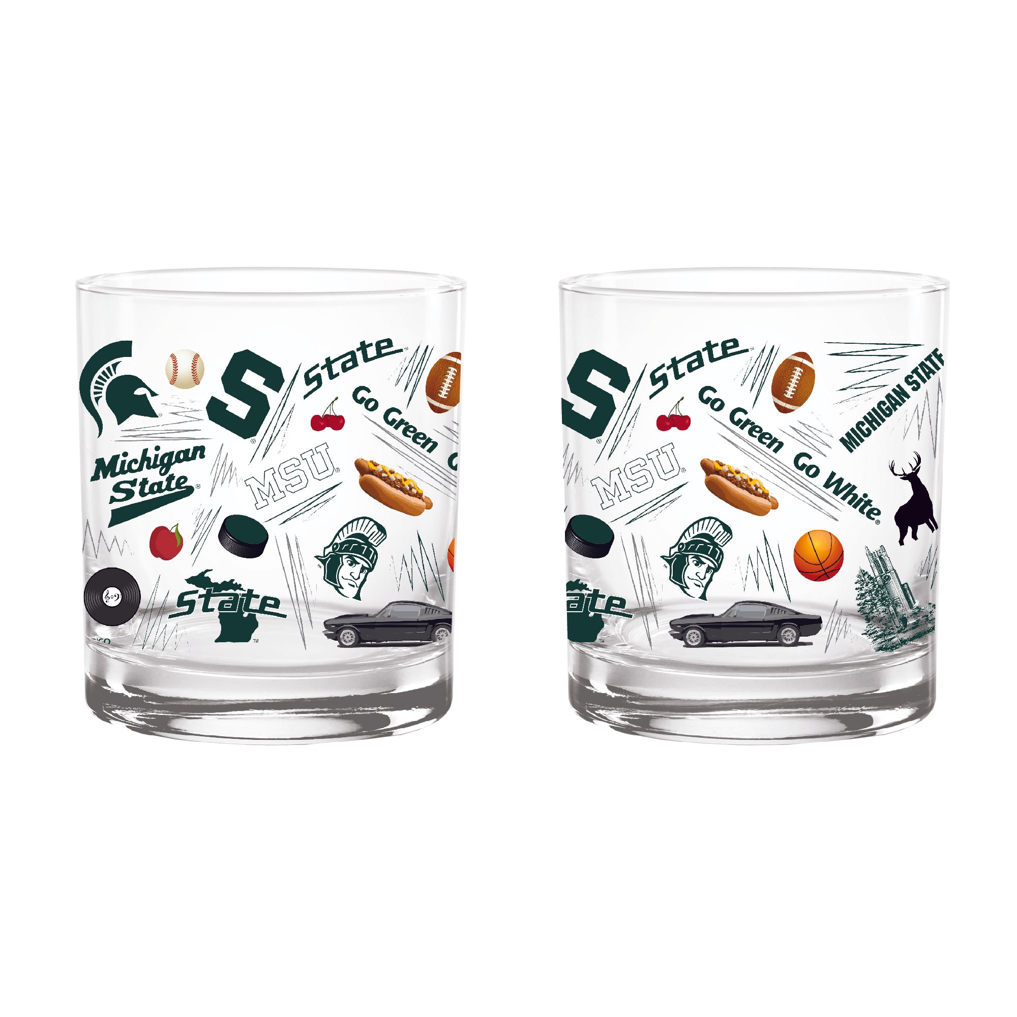 Set of 2 Michigan State Spartans 14oz Local Rocks Glasses