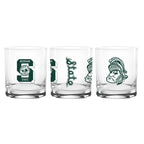 Set of 2 Michigan State Spartans College Vault Sketch 14oz Rocks Glasses