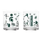 Set of 2 Michigan State Spartans Basketball Sketch 14oz Rocks Glasses