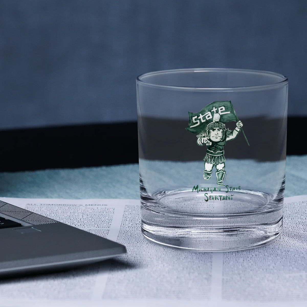 Set of 4 Michigan State Spartans Mascot by Laura Wilcox 14oz Rocks Glasses