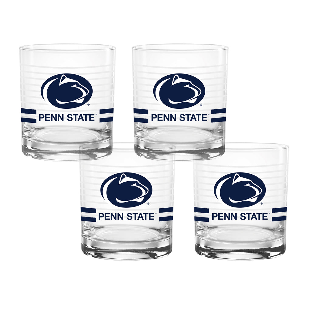 Set of 4 Penn State Nittany Lions 14oz Ring Rocks Glasses
