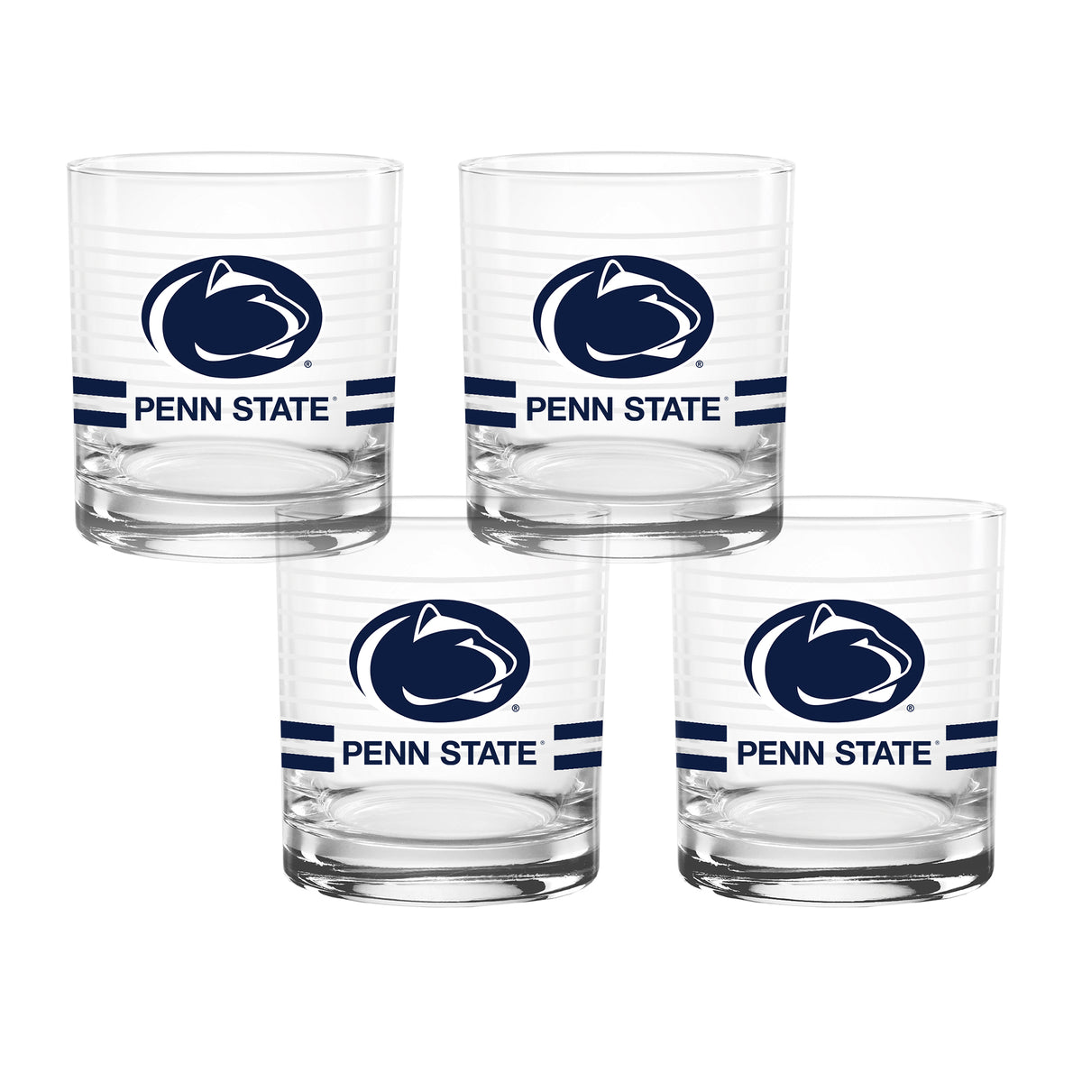 Set of 4 Penn State Nittany Lions 14oz Ring Rocks Glasses