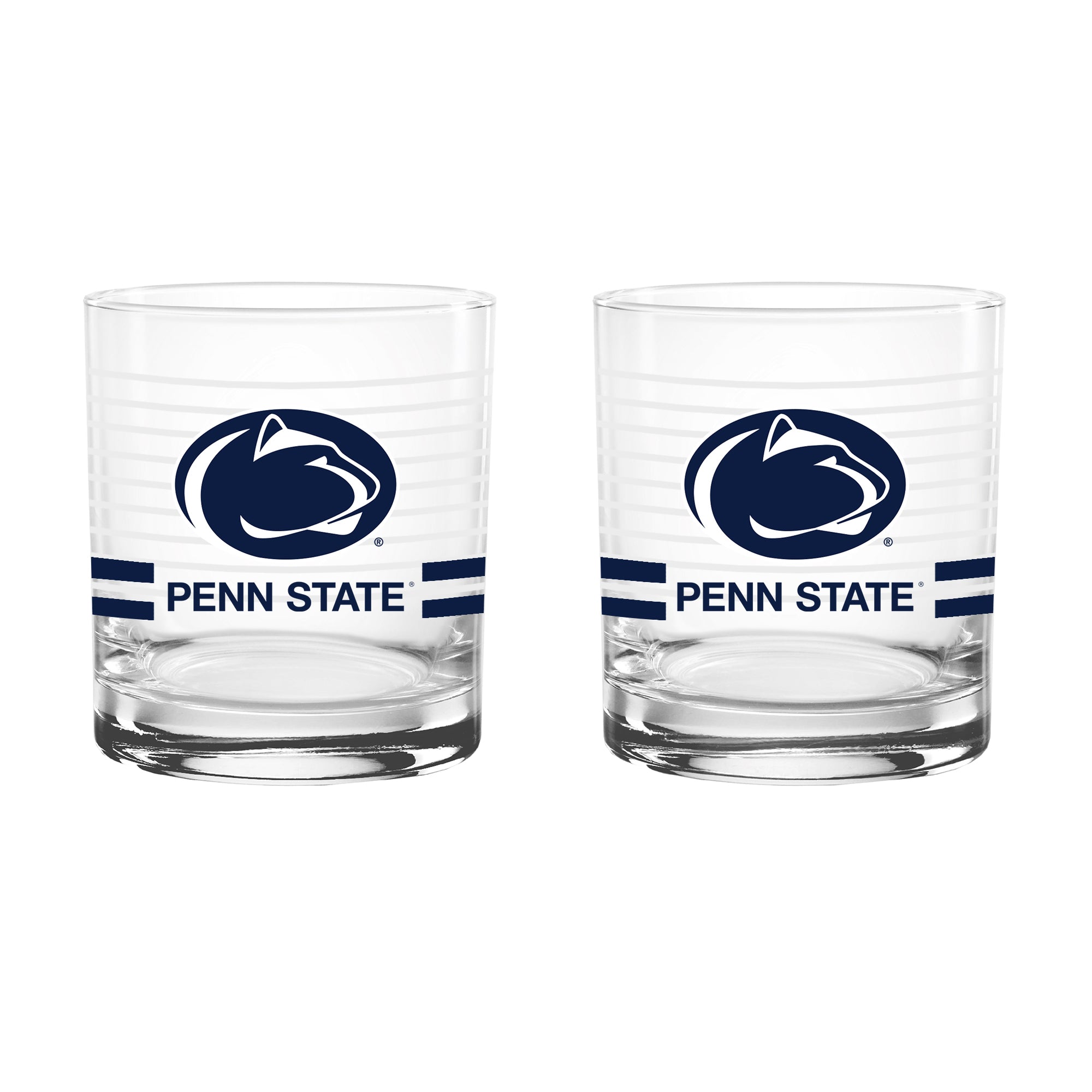 Set of 2 Penn State Nittany Lions 14oz Ring Rocks Glasses