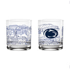 Set of 2 Penn State Nittany Lions Campus Line Art 14oz Rocks Glasses