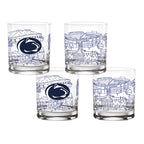 Set of 4 Penn State Nittany Lions Campus Line Art 14oz Rocks Glasses