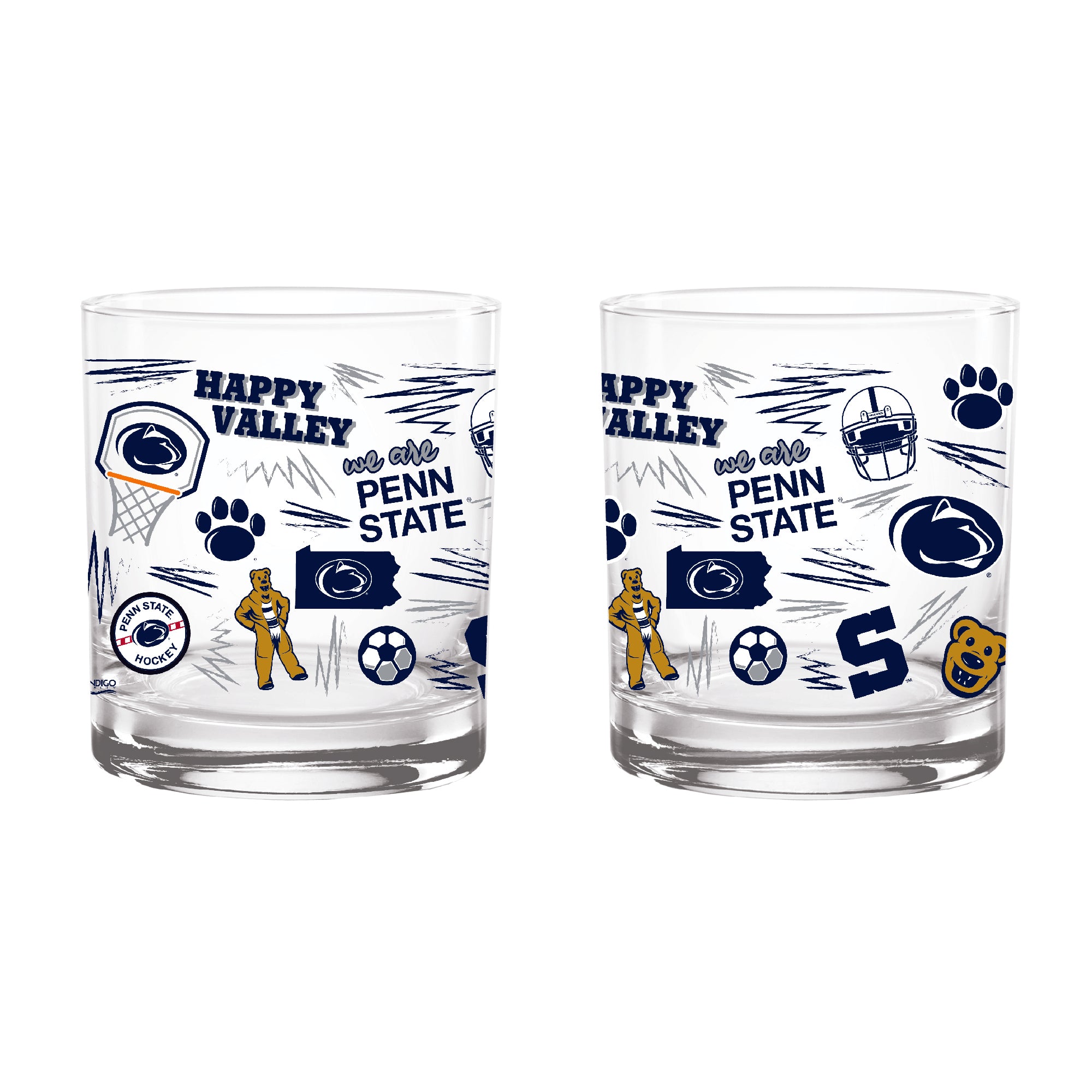 Set of 2 Penn State Nittany Lions 14oz Local Rocks Glasses