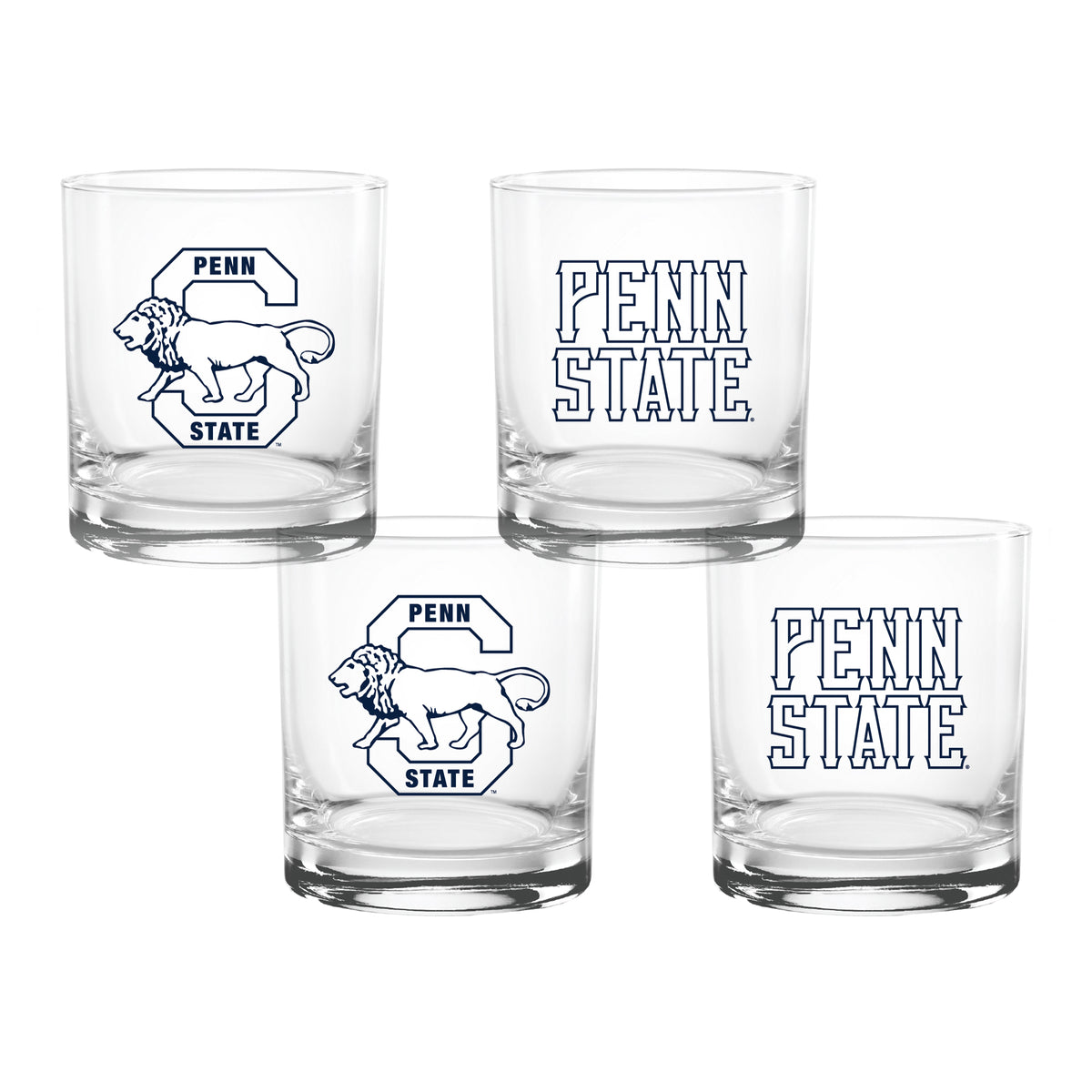 Set of 4 Penn State Nittany Lions College Vault Sketch 14oz Rocks Glasses