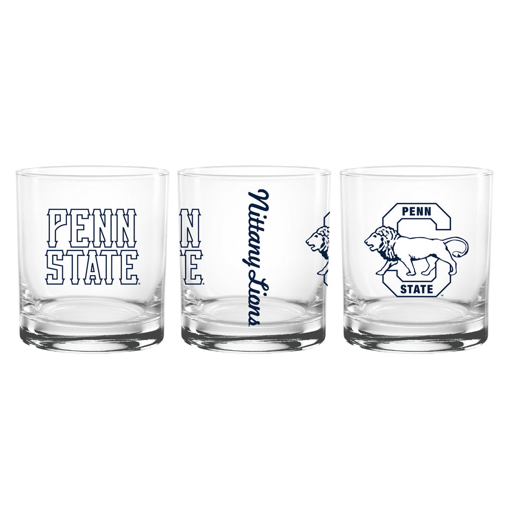 Set of 2 Penn State Nittany Lions College Vault Sketch 14oz Rocks Glasses