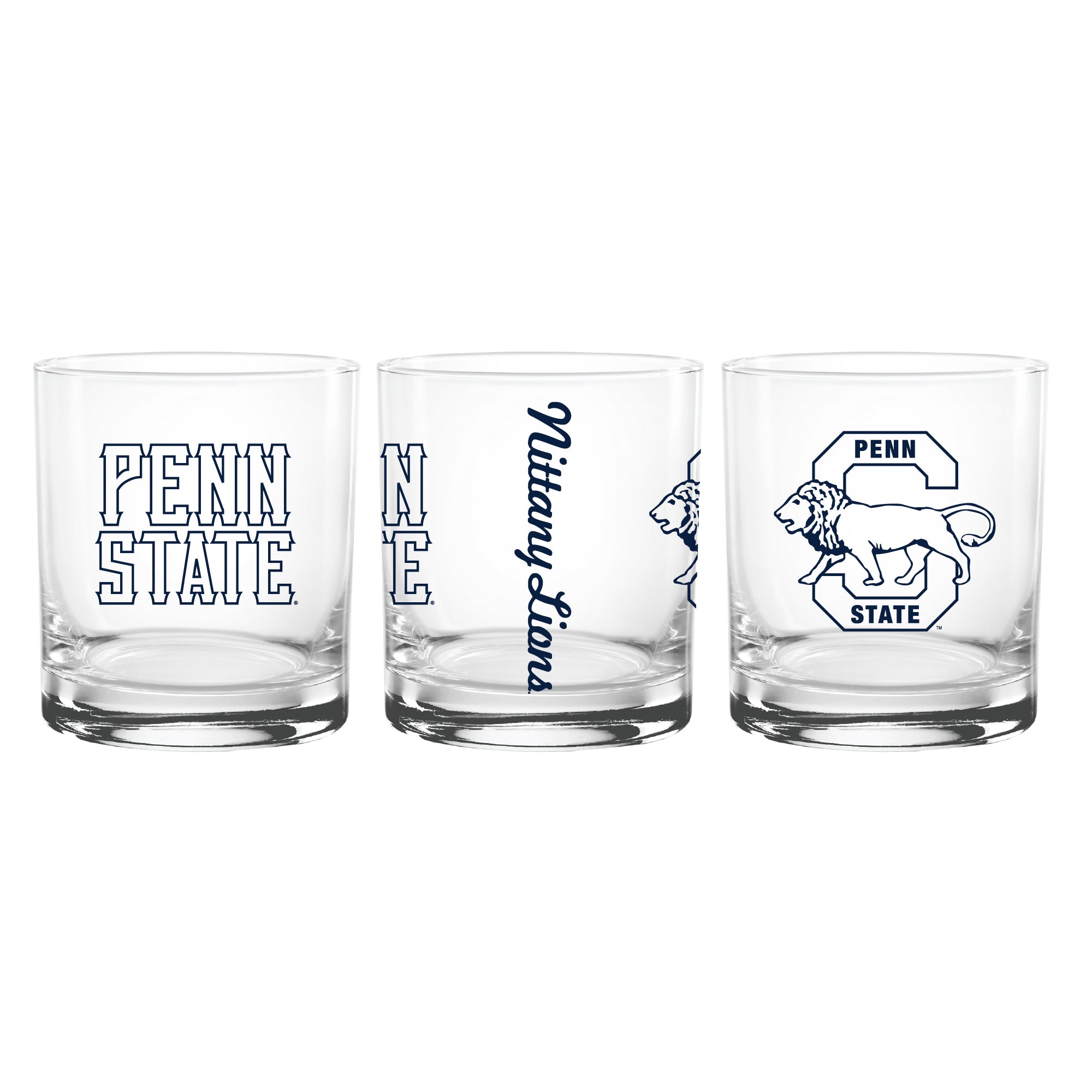 Set of 2 Penn State Nittany Lions College Vault Sketch 14oz Rocks Glasses