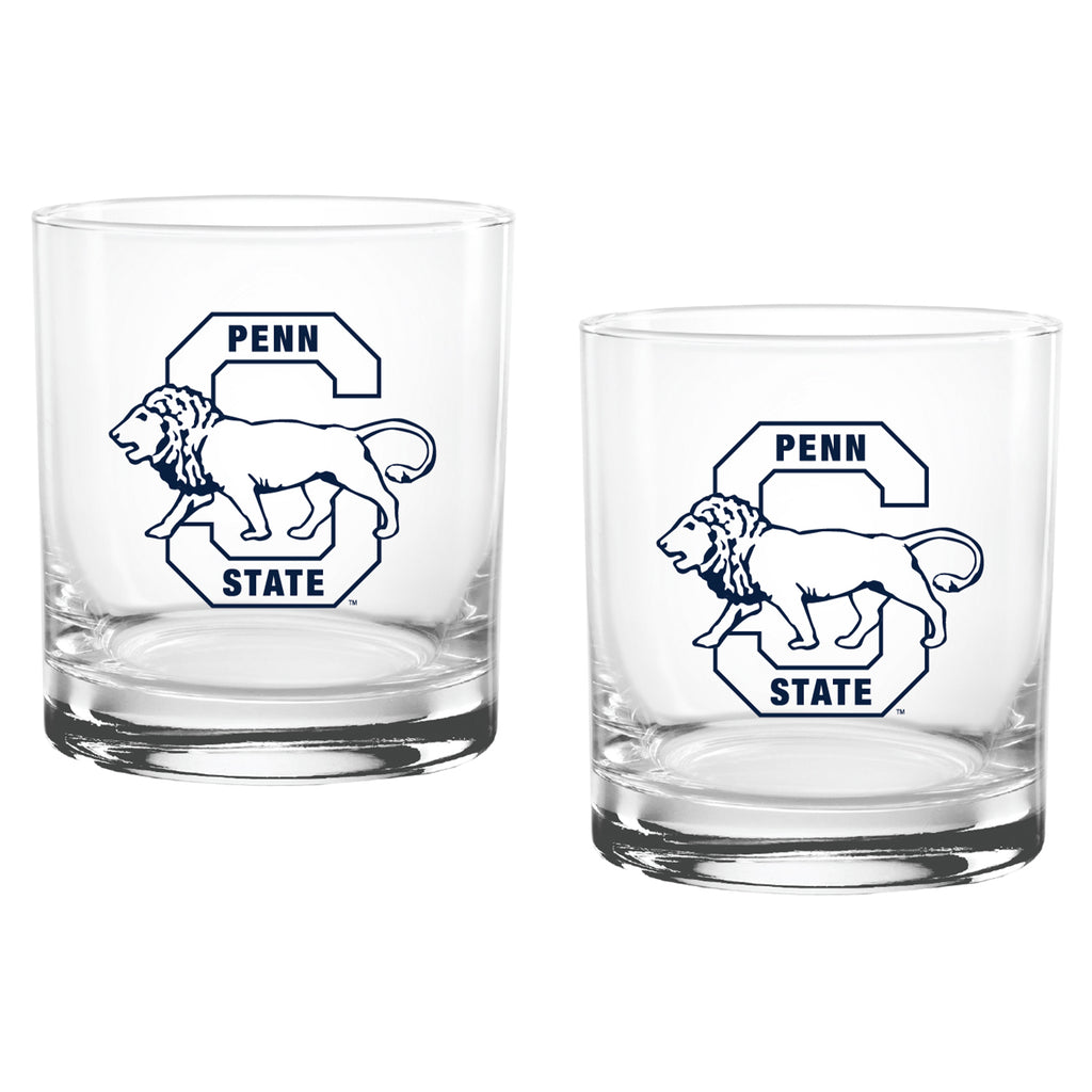 Set of 2 Penn State Nittany Lions College Vault Sketch 14oz Rocks Glasses