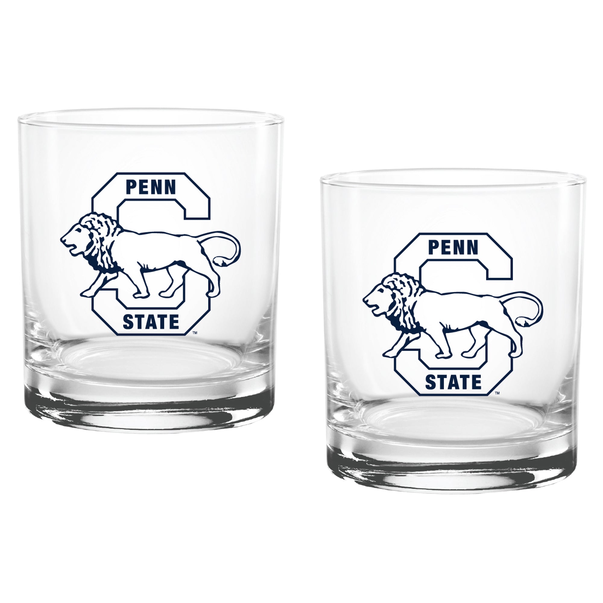 Set of 2 Penn State Nittany Lions College Vault Sketch 14oz Rocks Glasses