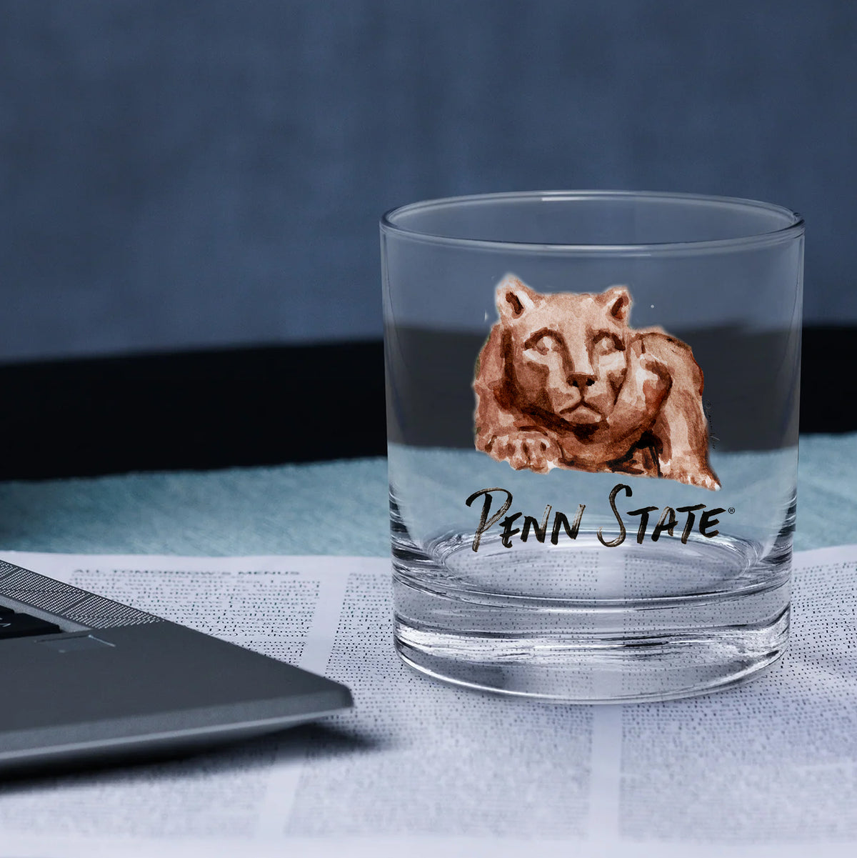 Set of 4 Penn State Nittany Lions Mascot by Laura Wilcox 14oz Rocks Glasses