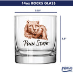 Set of 4 Penn State Nittany Lions Mascot by Laura Wilcox 14oz Rocks Glasses