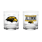 Set of 2 Southern Miss Golden Eagles 14oz XD Alumni Rocks Glasses