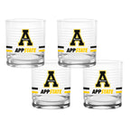 Set of 4 App State Mountaineers 14oz Ring Rocks Glasses