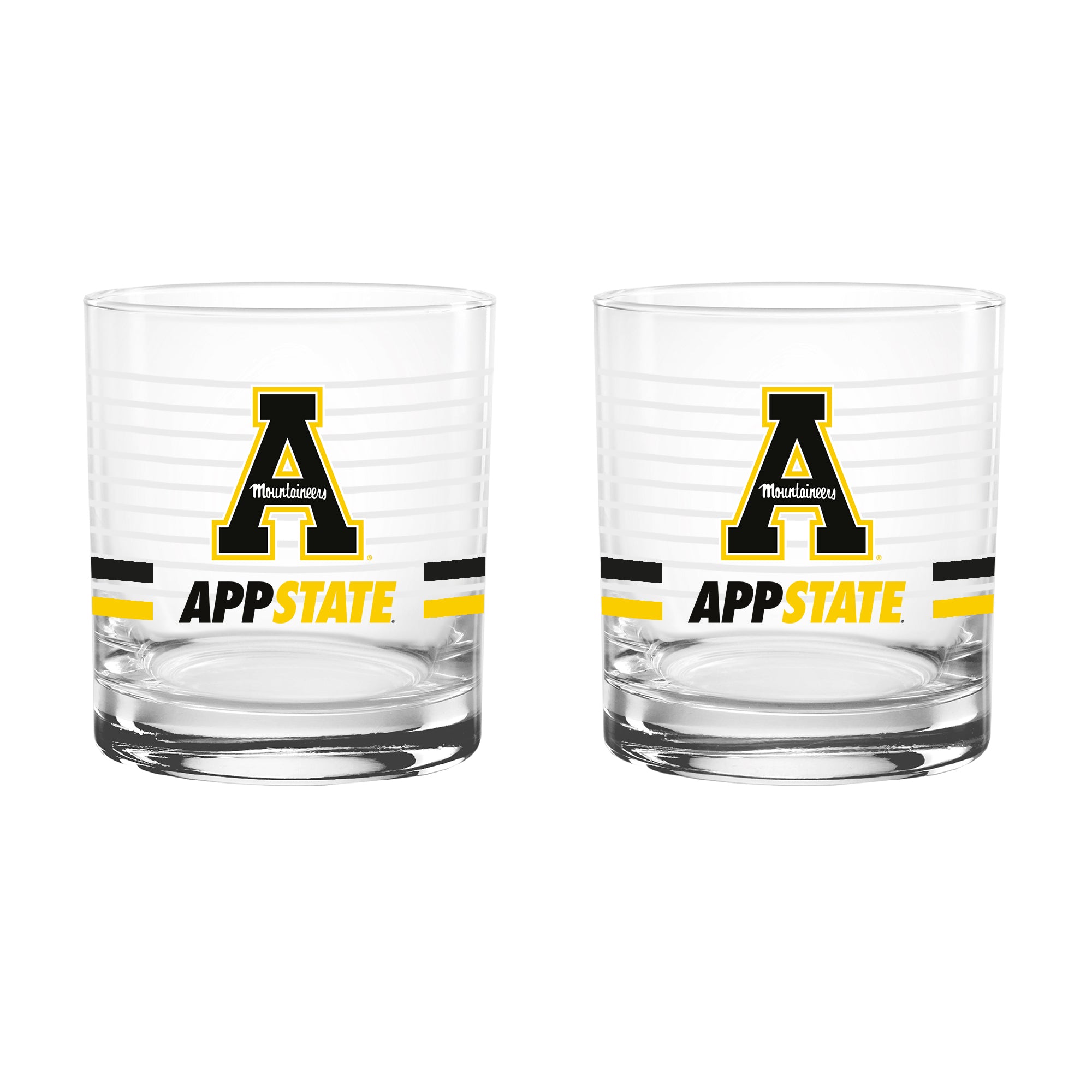 Set of 2 App State Mountaineers 14oz Ring Rocks Glasses