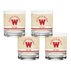 Set of 4 Wisconsin Badgers College Vault Tan Retro 14oz Rocks Glasses