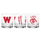 Set of 2 Wisconsin Badgers College Vault Sketch 14oz Rocks Glasses