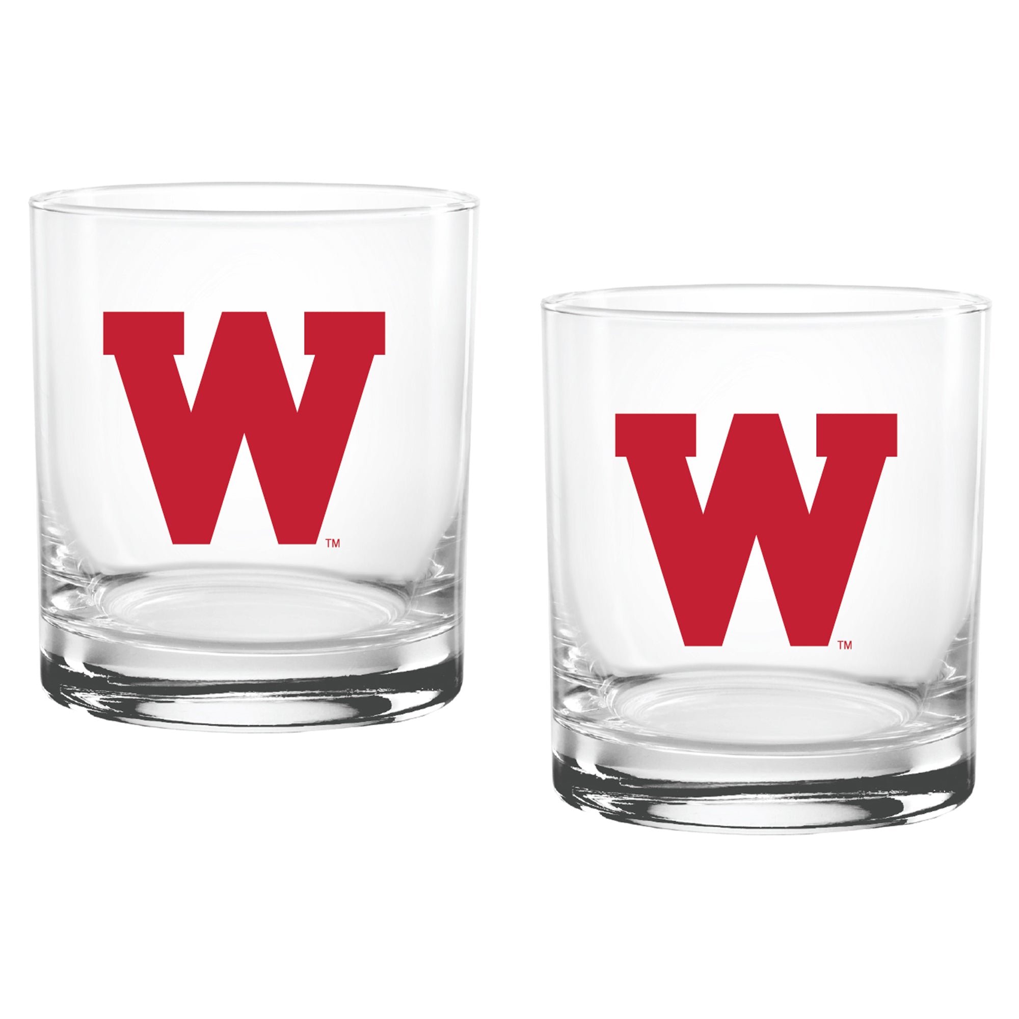 Set of 2 Wisconsin Badgers College Vault Sketch 14oz Rocks Glasses