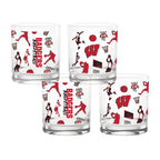Set of 4 Wisconsin Badgers Sketch 14oz Rocks Glasses