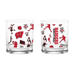 Set of 2 Wisconsin Badgers Sketch 14oz Rocks Glasses
