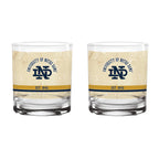 Notre Dame Fighting Irish Set of 2 College Vault Tan Retro 14oz Rocks Glasses