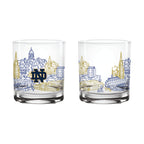 Set of 2 Notre Dame Fighting Irish Campus Line Art 14oz Rocks Glasses