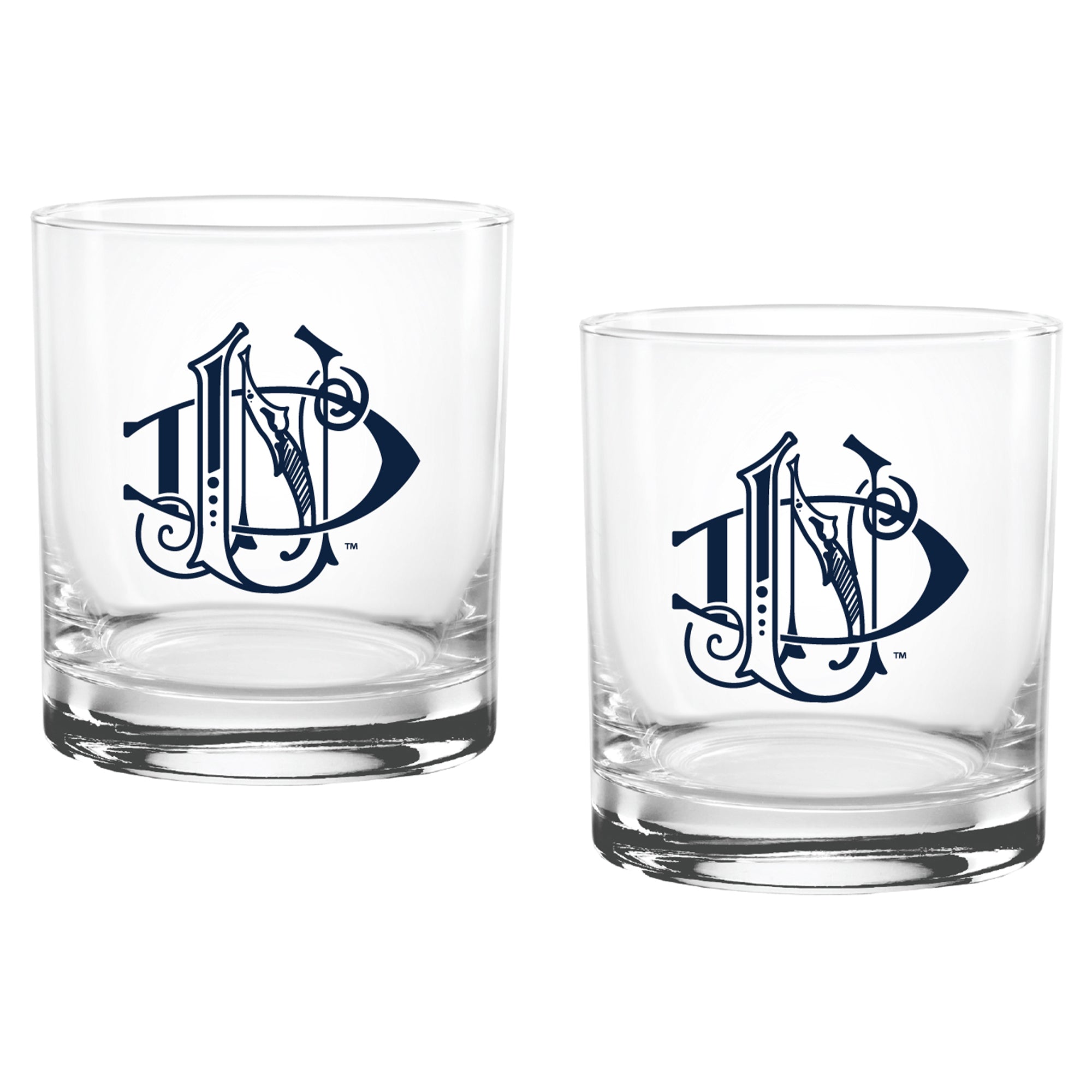 Set of 2 Notre Dame Fighting Irish College Vault Sketch 14oz Rocks Glasses