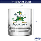 Set of 4 Notre Dame Fighting Irish Mascot by Laura Wilcox 14oz Rocks Glasses