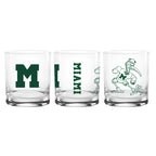 Set of 2 Miami Hurricanes College Vault Sketch 14oz Rocks Glasses