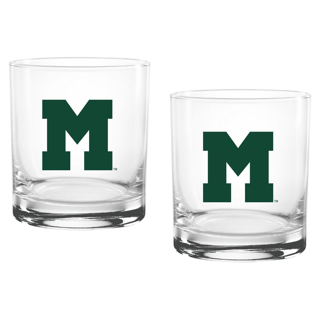 Set of 2 Miami Hurricanes College Vault Sketch 14oz Rocks Glasses