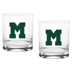 Set of 2 Miami Hurricanes College Vault Sketch 14oz Rocks Glasses