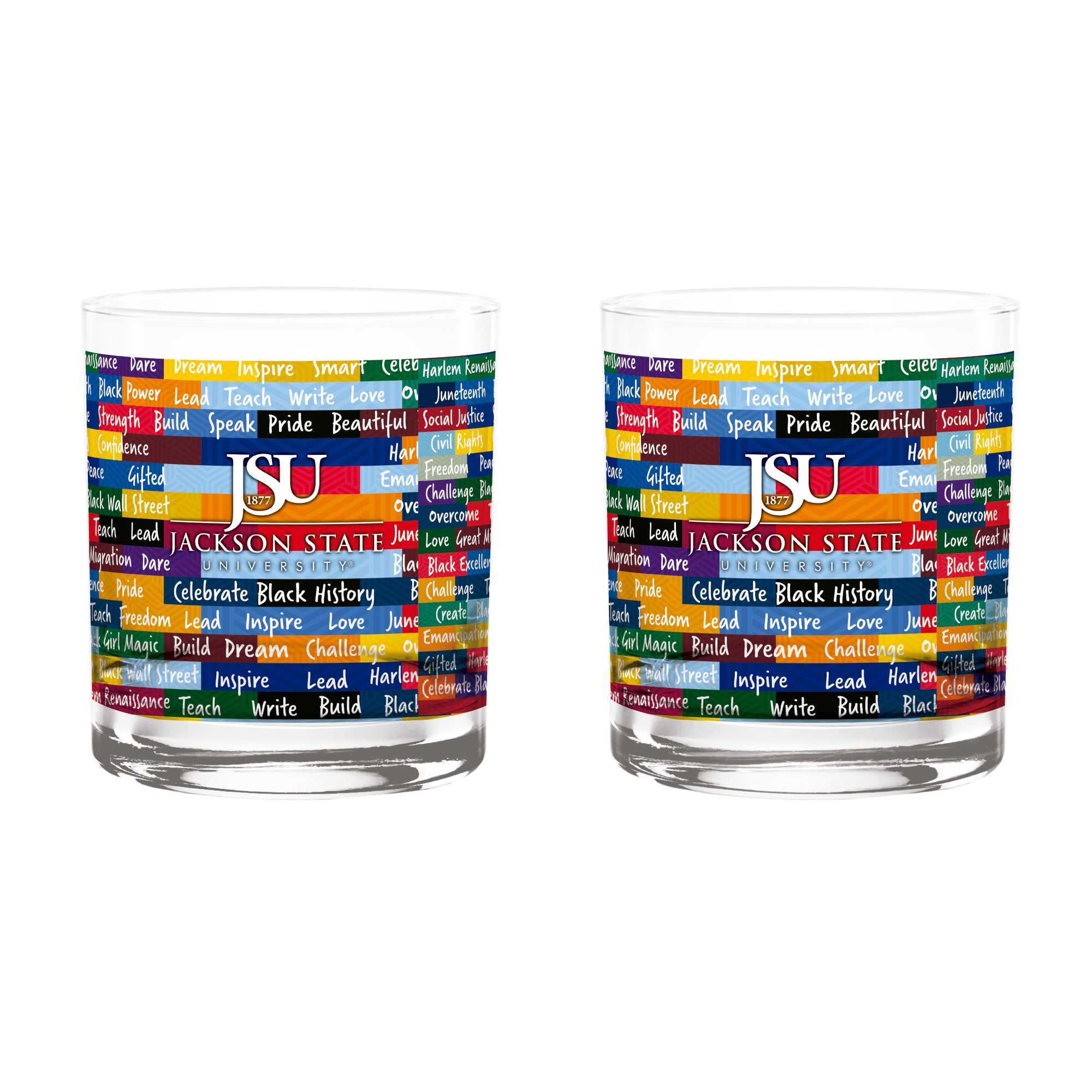 Jackson State Tigers 14oz BHM Rocks Glasses | Set of 2
