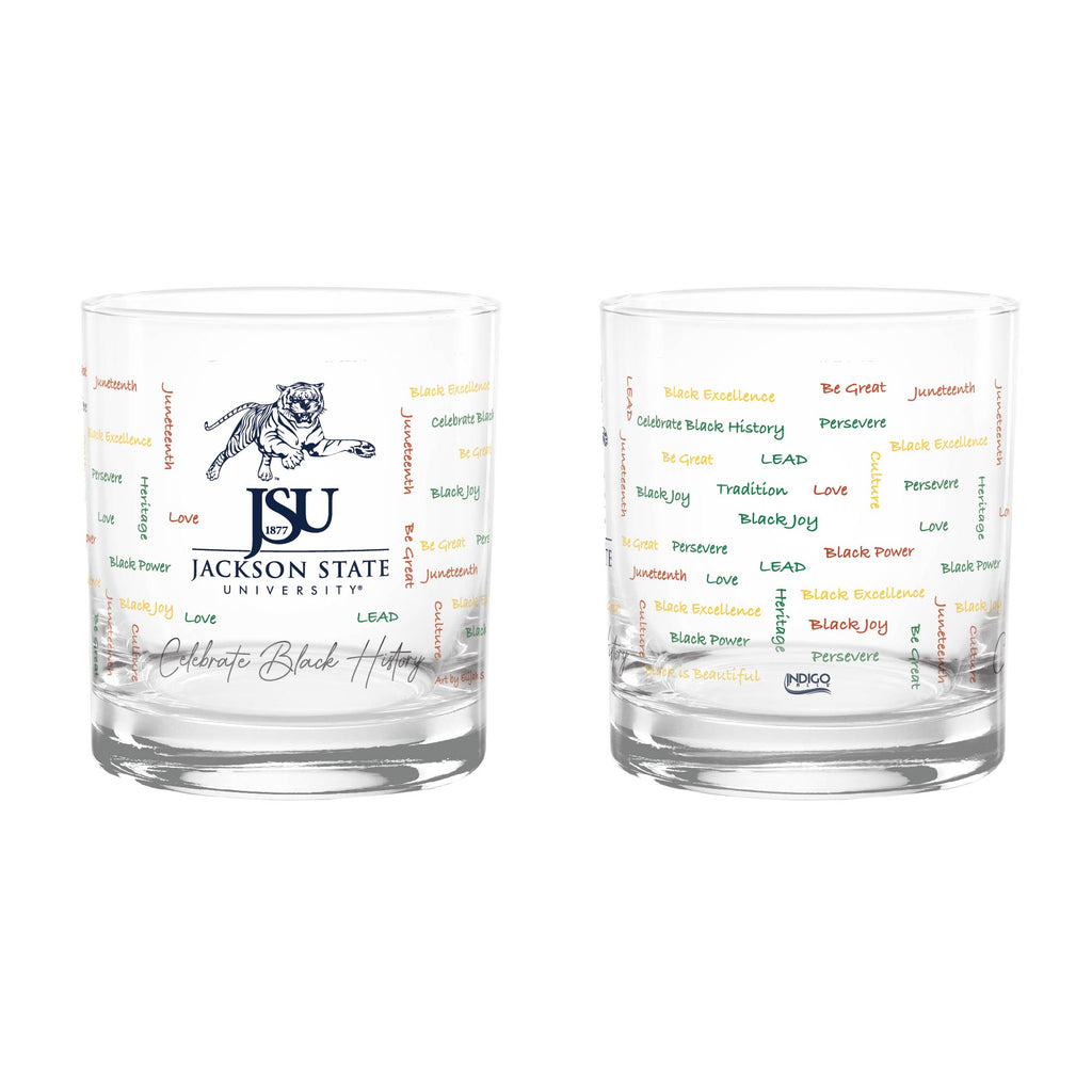 Set of 2 Jackson State Tigers 14oz BHM Rocks Glasses