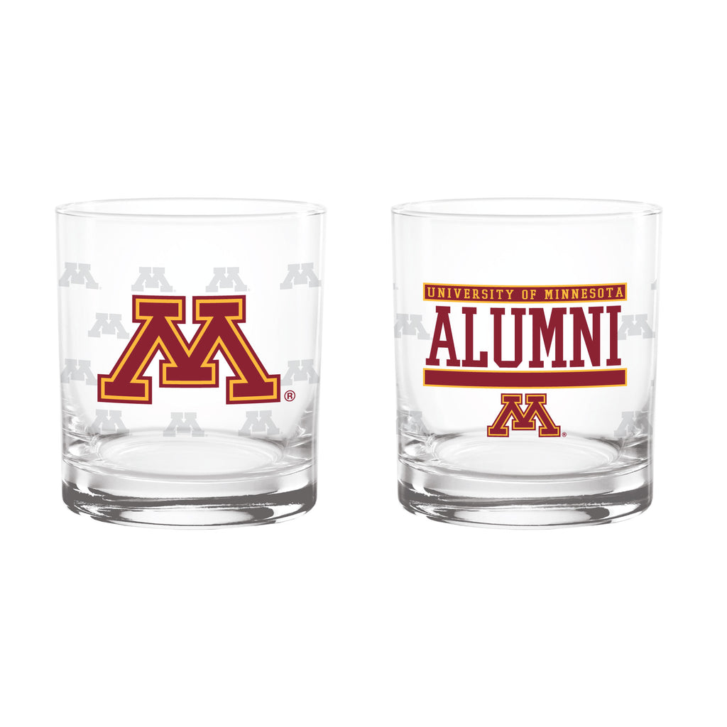 Set of 2 Minnesota Golden Gophers 14oz Alumni Rocks Glasses