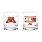 Set of 2 Minnesota Golden Gophers 14oz Alumni Rocks Glasses