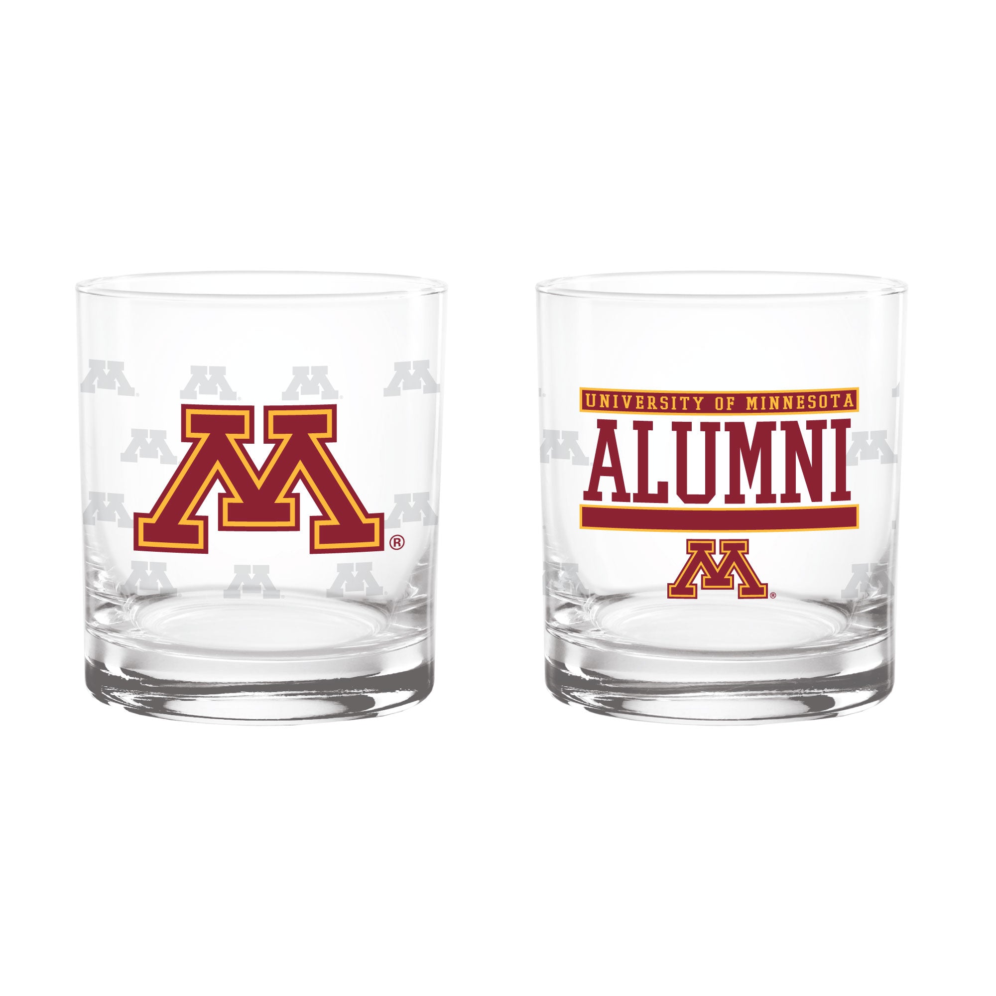 Set of 2 Minnesota Golden Gophers 14oz Alumni Rocks Glasses
