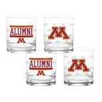 Set of 4 Minnesota Golden Gophers 14oz Alumni Rocks Glasses