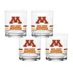 Set of 4 Minnesota Golden Gophers 14oz Ring Rocks Glasses
