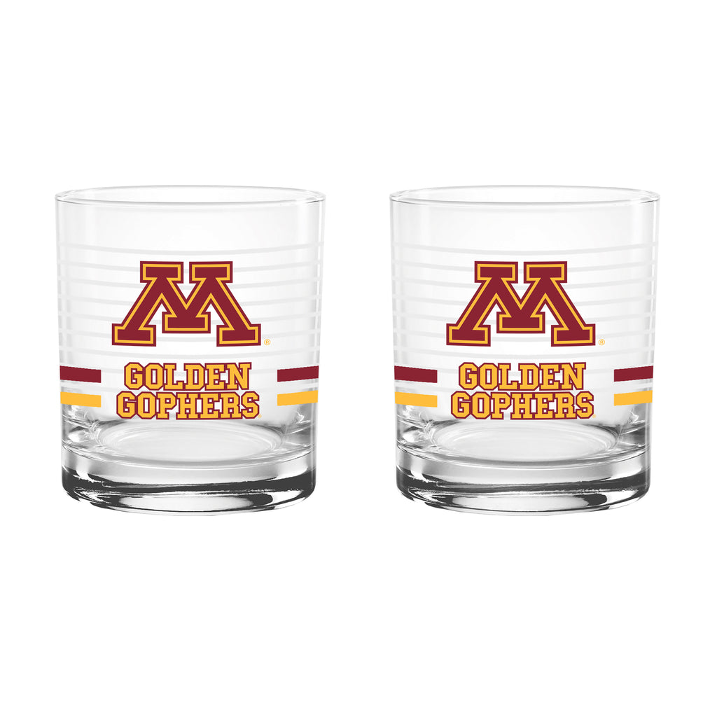 Set of 2 Minnesota Golden Gophers 14oz Ring Rocks Glasses