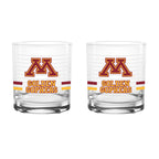 Set of 2 Minnesota Golden Gophers 14oz Ring Rocks Glasses