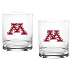 Set of 2 Minnesota Golden Gophers College Vault Sketch 14oz Rocks Glasses