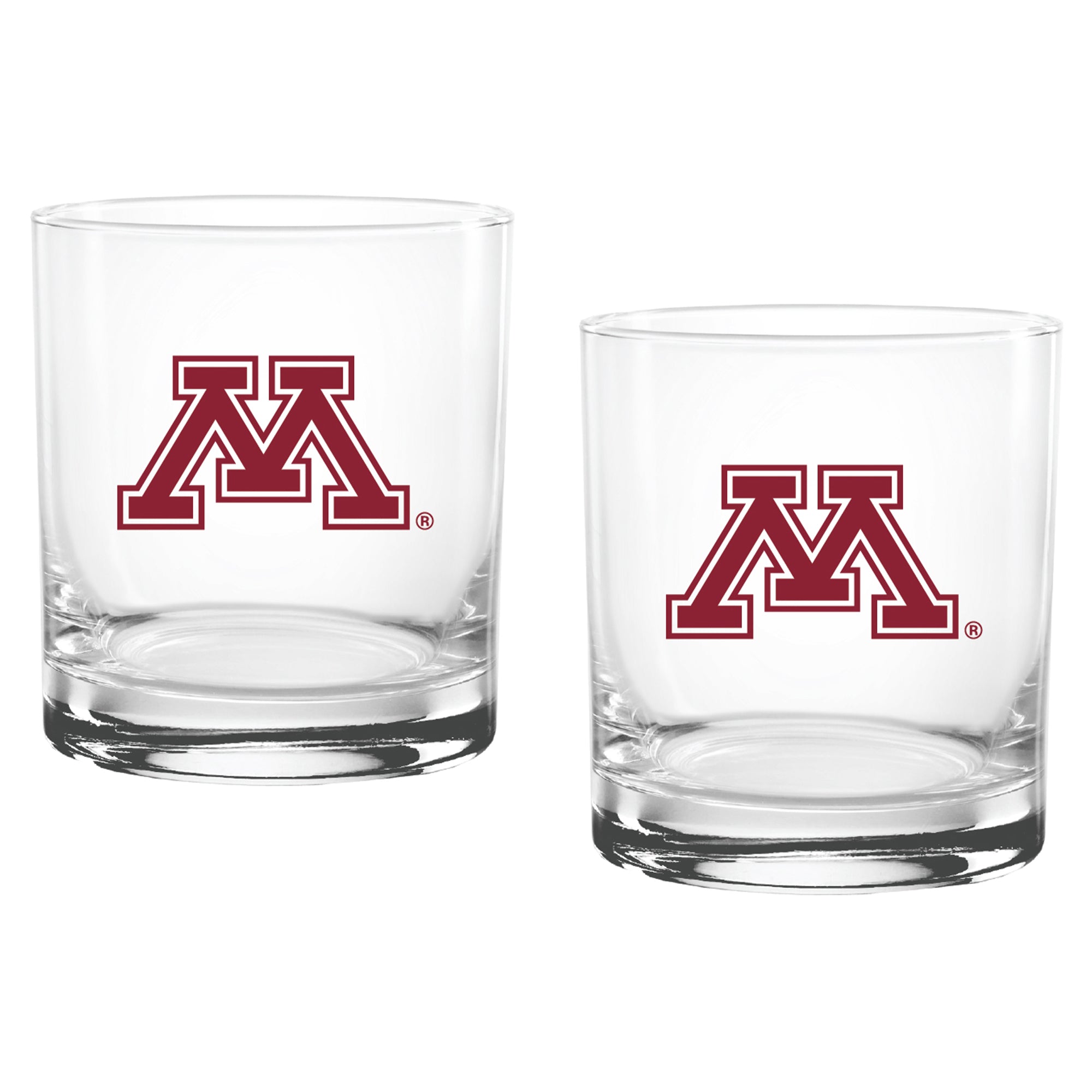 Set of 2 Minnesota Golden Gophers College Vault Sketch 14oz Rocks Glasses