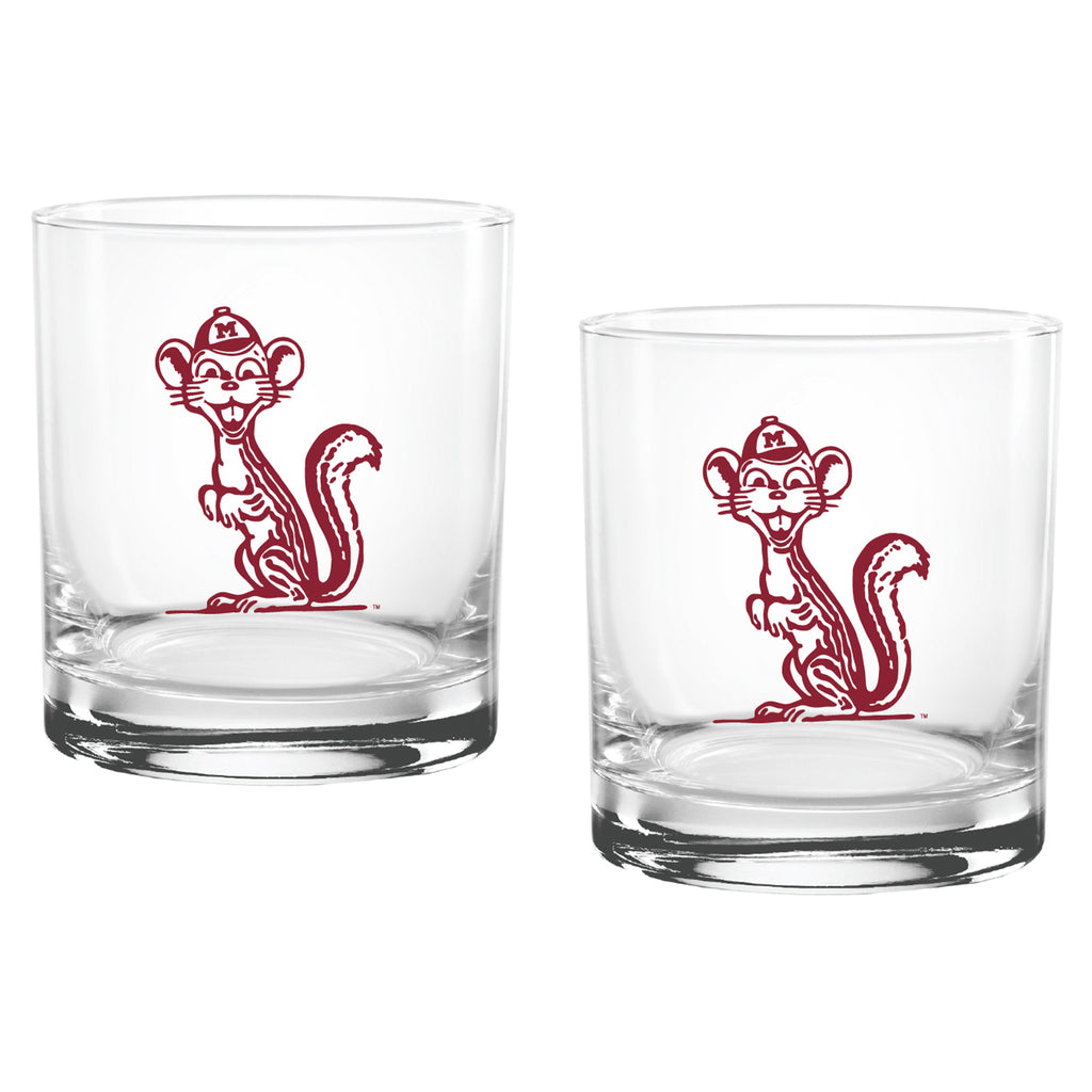 Set of 2 Minnesota Golden Gophers College Vault Sketch 14oz Rocks Glasses