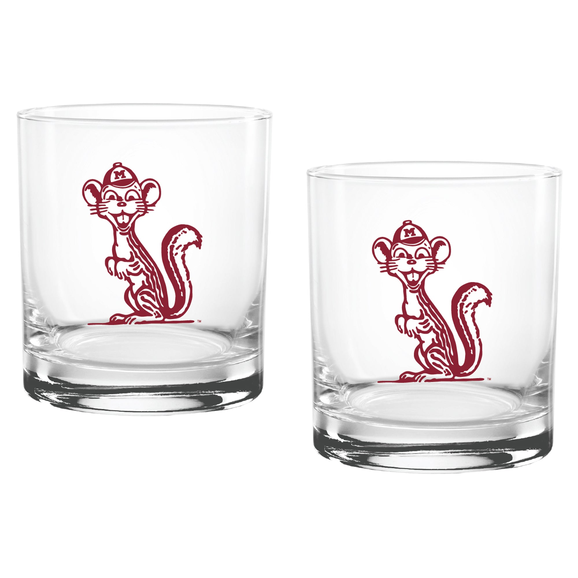 Set of 2 Minnesota Golden Gophers College Vault Sketch 14oz Rocks Glasses