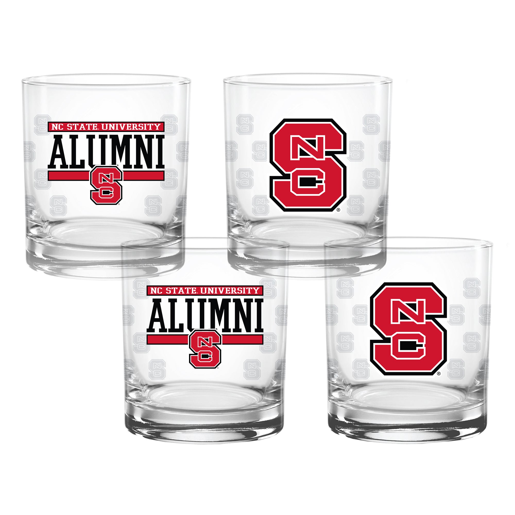 Set of 4 NC State Wolfpack 14oz Alumni Rocks Glasses