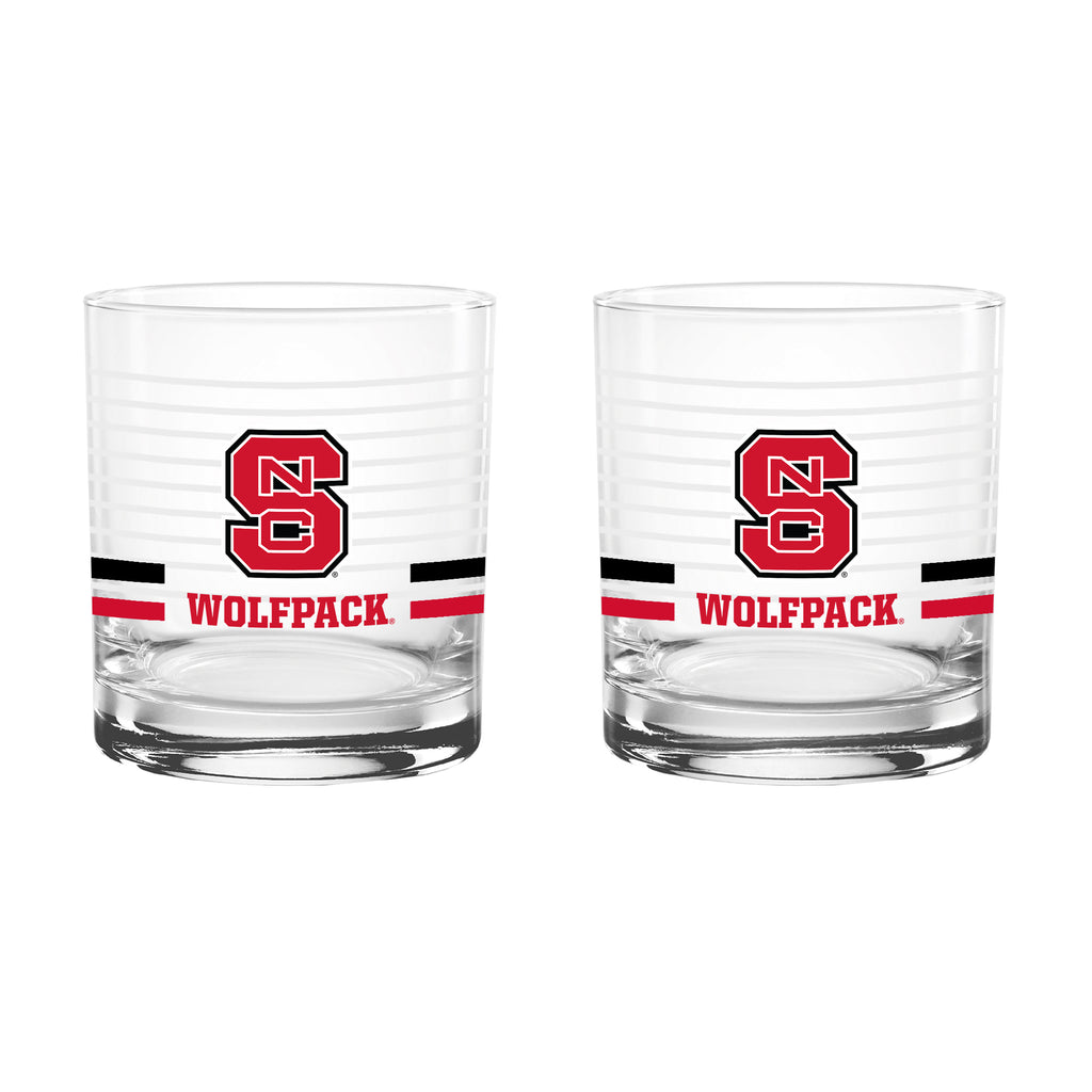 Set of 2 NC State Wolfpack 14oz Ring Rocks Glasses
